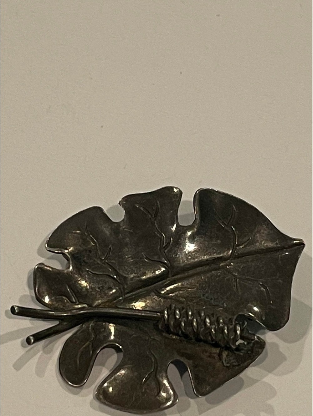 Sterling Denmark Rasmussen and Lassen sterling leaf pin